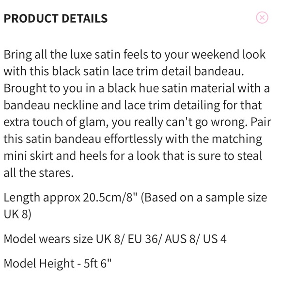 SET | Black Satin Lace Trim Detail - Bandeau + Low Rise Micro Mini Skirt - Picture 6 of 6